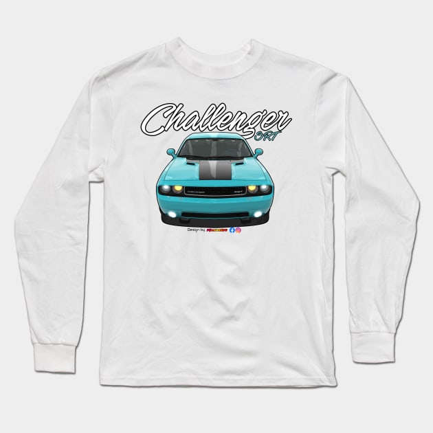 Challenger SRT8 Light Blue by pjesusart Long Sleeve T-Shirt by PjesusArt